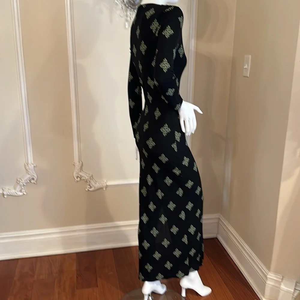 GIANNI VERSACE VERSUS Vintage Floor Long Viscose Black Dress size 28 42 - Picture 7 of 13